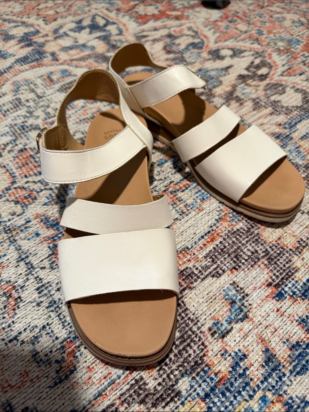 Dr. Scholl's White Triple-Strap Comfort Sandals